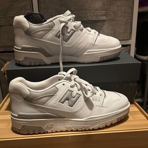 New Balance Gray and White 550 Sneakers